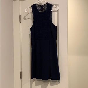 Navy blue casual, flowy dress.